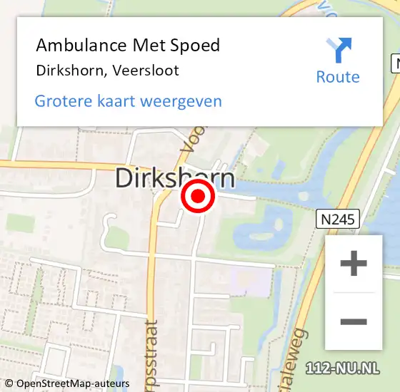 Locatie op kaart van de 112 melding: Ambulance Met Spoed Naar Dirkshorn, Veersloot op 9 november 2022 17:56