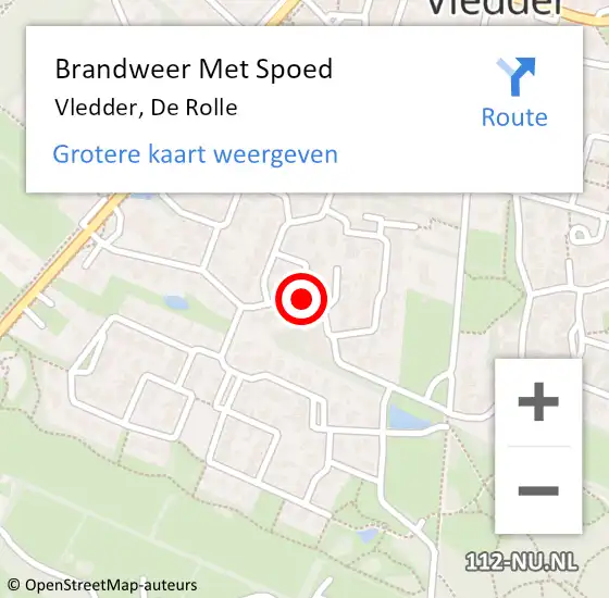 Locatie op kaart van de 112 melding: Brandweer Met Spoed Naar Vledder, De Rolle op 9 november 2022 18:00