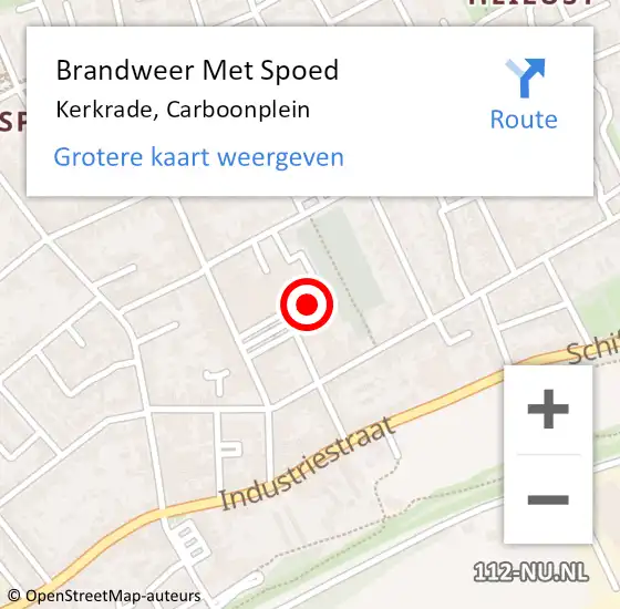 Locatie op kaart van de 112 melding: Brandweer Met Spoed Naar Kerkrade, Carboonplein op 9 november 2022 18:22