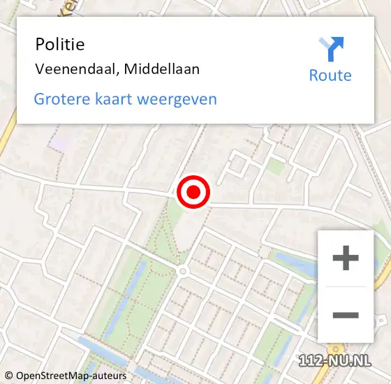 Locatie op kaart van de 112 melding: Politie Veenendaal, Middellaan op 9 november 2022 18:29