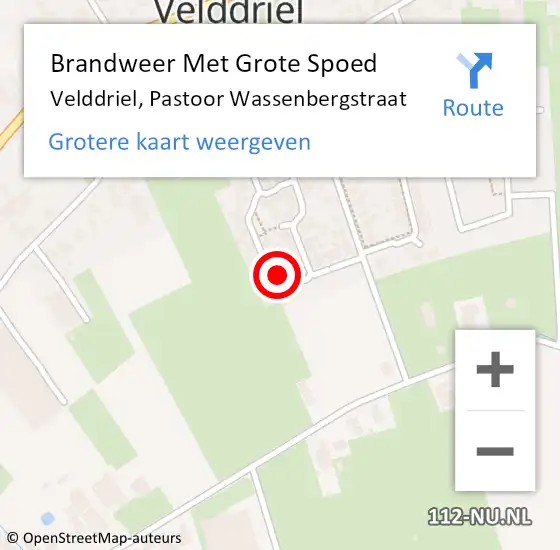 Locatie op kaart van de 112 melding: Brandweer Met Grote Spoed Naar Velddriel, Pastoor Wassenbergstraat op 9 november 2022 18:32