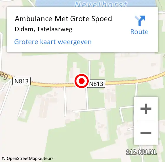 Locatie op kaart van de 112 melding: Ambulance Met Grote Spoed Naar Didam, Tatelaarweg op 9 november 2022 18:40