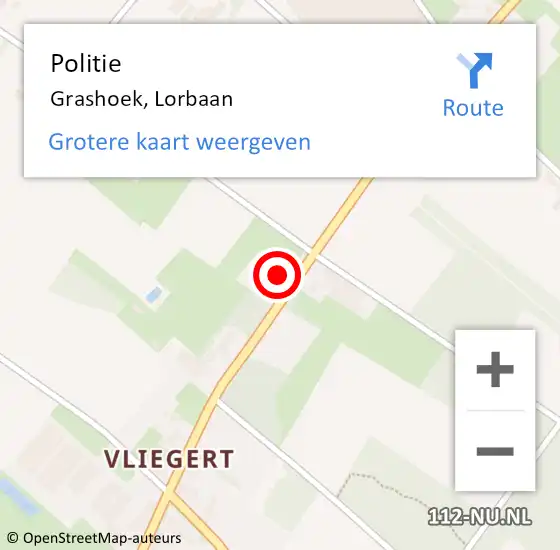 Locatie op kaart van de 112 melding: Politie Grashoek, Lorbaan op 9 november 2022 18:43