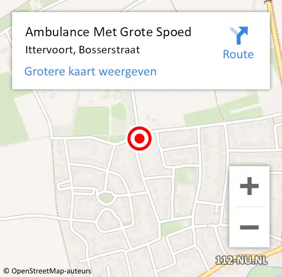 Locatie op kaart van de 112 melding: Ambulance Met Grote Spoed Naar Ittervoort, Bosserstraat op 9 november 2022 18:58