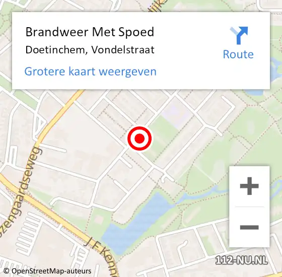 Locatie op kaart van de 112 melding: Brandweer Met Spoed Naar Doetinchem, Vondelstraat op 9 november 2022 19:13