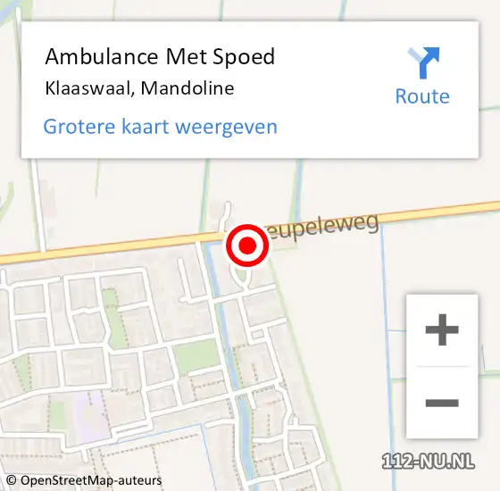 Locatie op kaart van de 112 melding: Ambulance Met Spoed Naar Klaaswaal, Mandoline op 9 november 2022 19:34