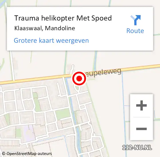 Locatie op kaart van de 112 melding: Trauma helikopter Met Spoed Naar Klaaswaal, Mandoline op 9 november 2022 19:35