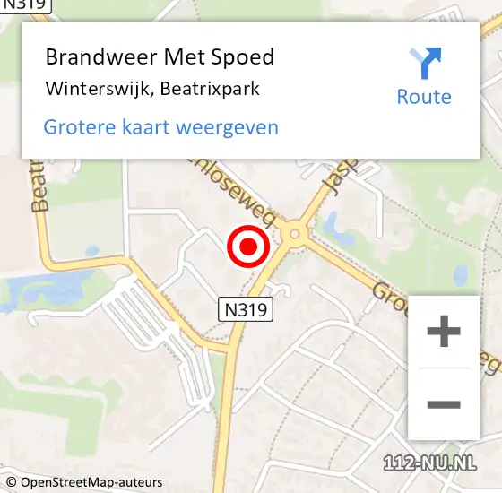 Locatie op kaart van de 112 melding: Brandweer Met Spoed Naar Winterswijk, Beatrixpark op 9 november 2022 19:41