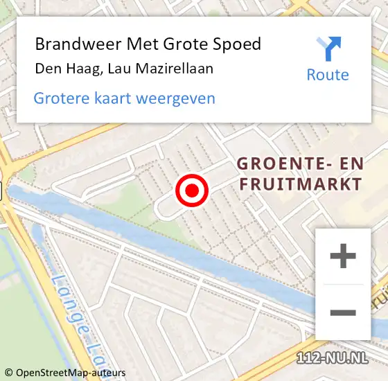 Locatie op kaart van de 112 melding: Brandweer Met Grote Spoed Naar Den Haag, Lau Mazirellaan op 9 november 2022 19:55