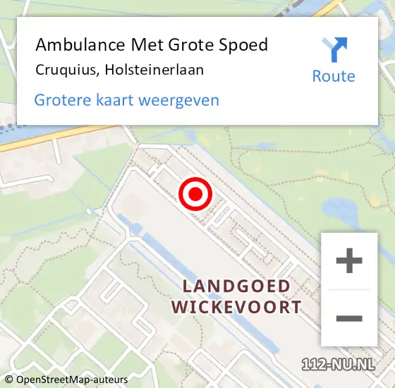 Locatie op kaart van de 112 melding: Ambulance Met Grote Spoed Naar Cruquius, Holsteinerlaan op 9 november 2022 20:13