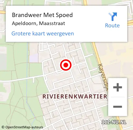 Locatie op kaart van de 112 melding: Brandweer Met Spoed Naar Apeldoorn, Maasstraat op 9 november 2022 20:43