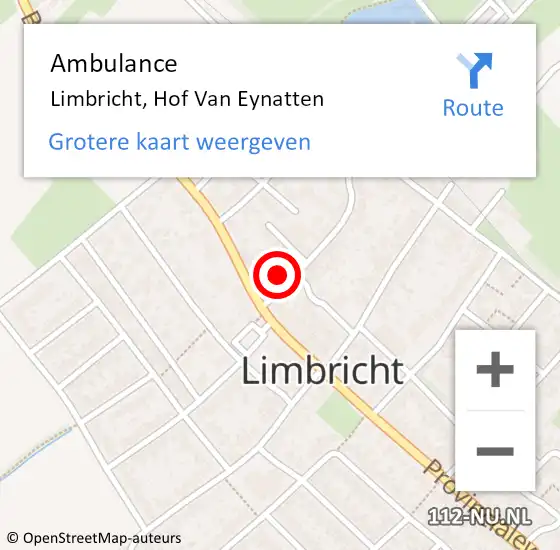 Locatie op kaart van de 112 melding: Ambulance Limbricht, Hof Van Eynatten op 4 augustus 2014 13:31