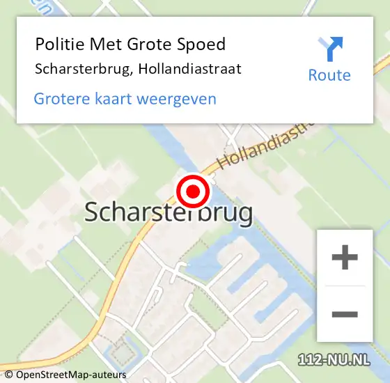Locatie op kaart van de 112 melding: Politie Met Grote Spoed Naar Scharsterbrug, Hollandiastraat op 9 november 2022 21:20