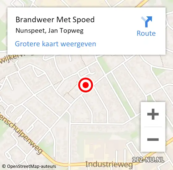 Locatie op kaart van de 112 melding: Brandweer Met Spoed Naar Nunspeet, Jan Topweg op 9 november 2022 21:29