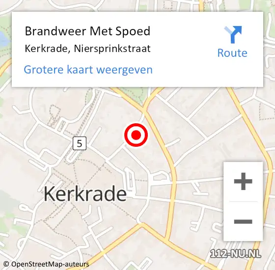 Locatie op kaart van de 112 melding: Brandweer Met Spoed Naar Kerkrade, Niersprinkstraat op 9 november 2022 21:44