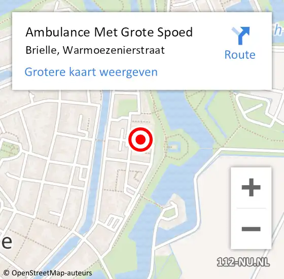 Locatie op kaart van de 112 melding: Ambulance Met Grote Spoed Naar Brielle, Warmoezenierstraat op 9 november 2022 21:56