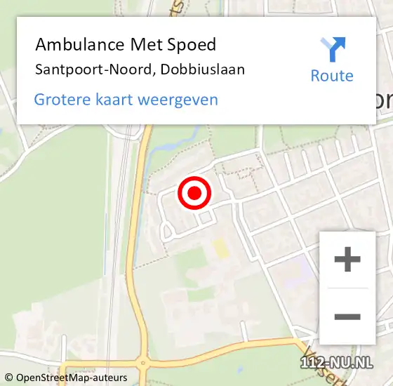 Locatie op kaart van de 112 melding: Ambulance Met Spoed Naar Santpoort-Noord, Dobbiuslaan op 9 november 2022 22:16