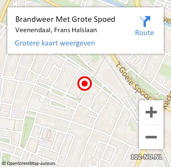 Locatie op kaart van de 112 melding: Brandweer Met Grote Spoed Naar Veenendaal, Frans Halslaan op 9 november 2022 22:24