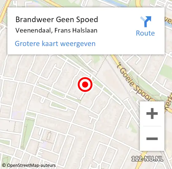 Locatie op kaart van de 112 melding: Brandweer Geen Spoed Naar Veenendaal, Frans Halslaan op 9 november 2022 22:25