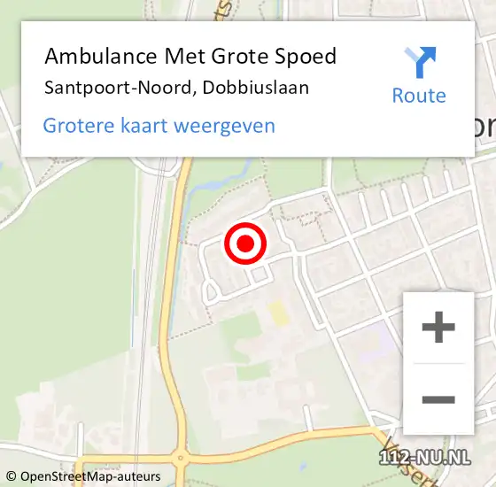 Locatie op kaart van de 112 melding: Ambulance Met Grote Spoed Naar Santpoort-Noord, Dobbiuslaan op 9 november 2022 22:31