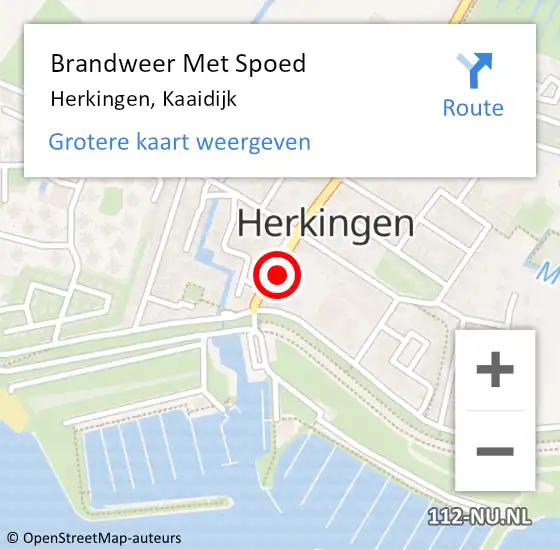 Locatie op kaart van de 112 melding: Brandweer Met Spoed Naar Herkingen, Kaaidijk op 9 november 2022 23:02