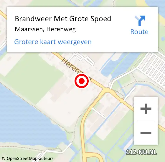 Locatie op kaart van de 112 melding: Brandweer Met Grote Spoed Naar Maarssen, Herenweg op 9 november 2022 23:17