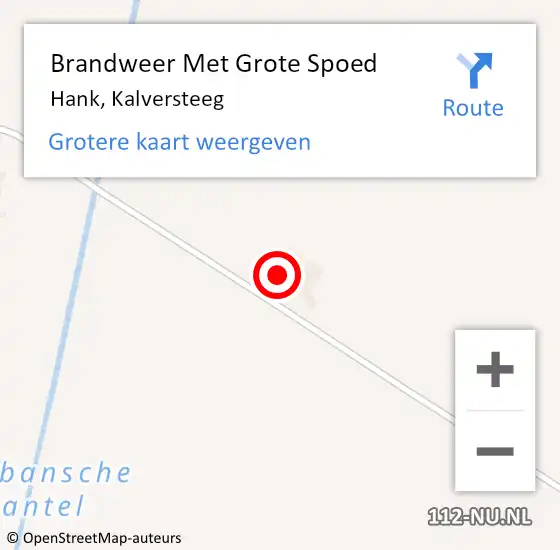 Locatie op kaart van de 112 melding: Brandweer Met Grote Spoed Naar Hank, Kalversteeg op 9 november 2022 23:19