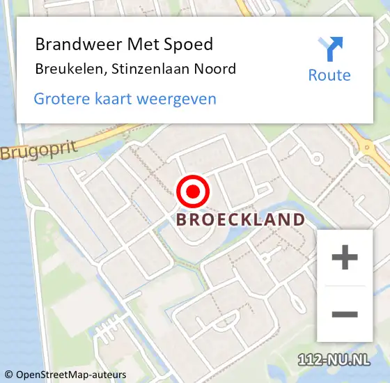 Locatie op kaart van de 112 melding: Brandweer Met Spoed Naar Breukelen, Stinzenlaan Noord op 10 november 2022 00:01