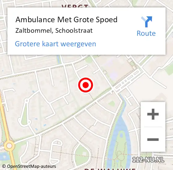 Locatie op kaart van de 112 melding: Ambulance Met Grote Spoed Naar Zaltbommel, Schoolstraat op 10 november 2022 01:05