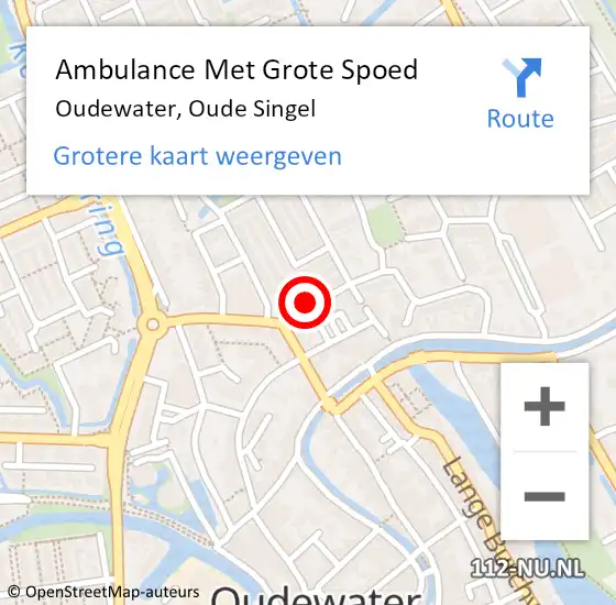 Locatie op kaart van de 112 melding: Ambulance Met Grote Spoed Naar Oudewater, Oude Singel op 10 november 2022 01:32