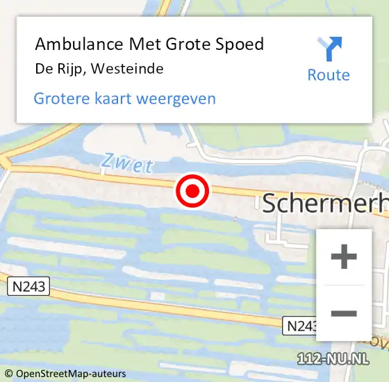 Locatie op kaart van de 112 melding: Ambulance Met Grote Spoed Naar De Rijp, Westeinde op 10 november 2022 01:33