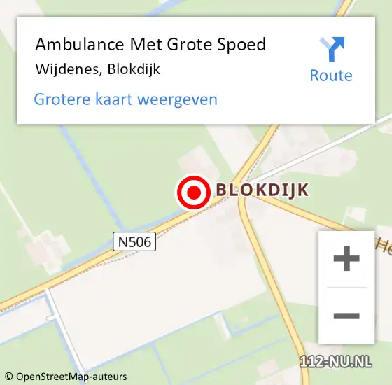 Locatie op kaart van de 112 melding: Ambulance Met Grote Spoed Naar Wijdenes, Blokdijk op 10 november 2022 02:43