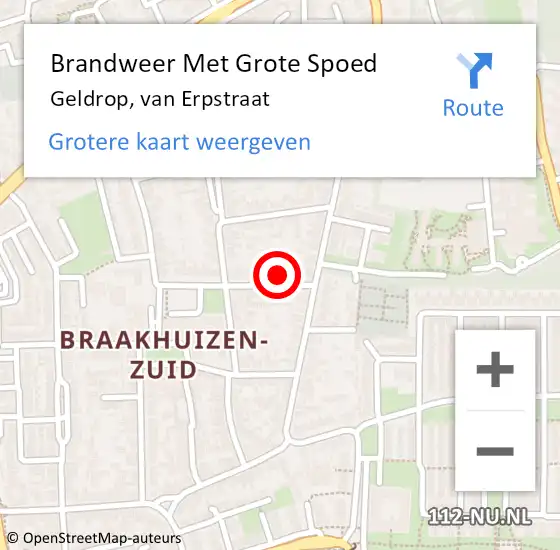 Locatie op kaart van de 112 melding: Brandweer Met Grote Spoed Naar Geldrop, van Erpstraat op 10 november 2022 04:19