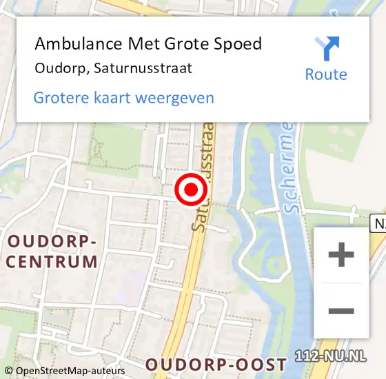 Locatie op kaart van de 112 melding: Ambulance Met Grote Spoed Naar Oudorp, Saturnusstraat op 10 november 2022 04:35