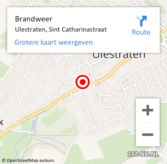 Locatie op kaart van de 112 melding: Brandweer Ulestraten, Sint Catharinastraat op 4 augustus 2014 13:53