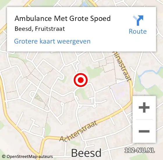 Locatie op kaart van de 112 melding: Ambulance Met Grote Spoed Naar Beesd, Fruitstraat op 10 november 2022 08:12