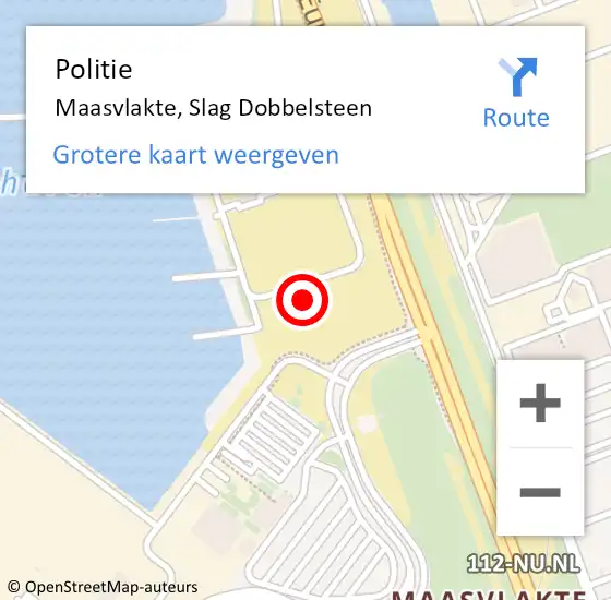 Locatie op kaart van de 112 melding: Politie Maasvlakte, Slag Dobbelsteen op 10 november 2022 08:28