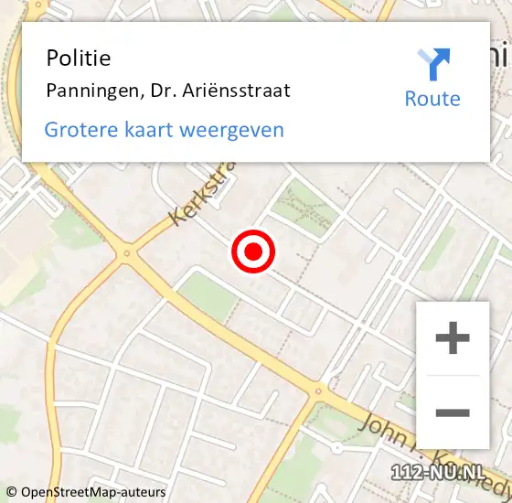 Locatie op kaart van de 112 melding: Politie Panningen, Dr. Ariënsstraat op 10 november 2022 08:32