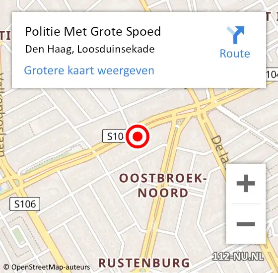 Locatie op kaart van de 112 melding: Politie Met Grote Spoed Naar Den Haag, Loosduinsekade op 10 november 2022 08:38