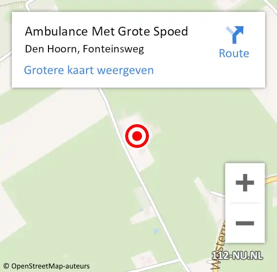 Locatie op kaart van de 112 melding: Ambulance Met Grote Spoed Naar Den Hoorn, Fonteinsweg op 10 november 2022 08:40