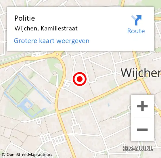 Locatie op kaart van de 112 melding: Politie Wijchen, Kamillestraat op 10 november 2022 08:59