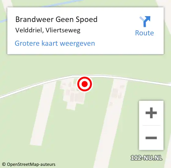Locatie op kaart van de 112 melding: Brandweer Geen Spoed Naar Velddriel, Vliertseweg op 10 november 2022 09:27