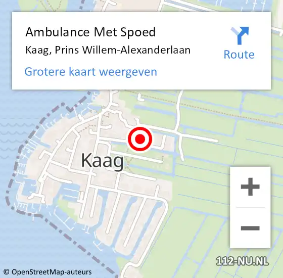 Locatie op kaart van de 112 melding: Ambulance Met Spoed Naar Kaag, Prins Willem-Alexanderlaan op 10 november 2022 09:30