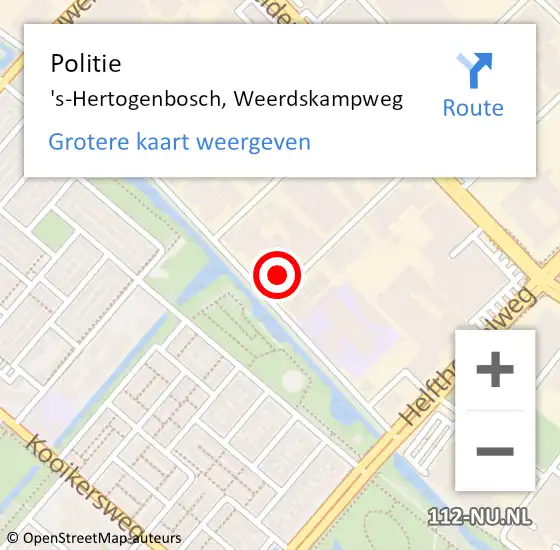 Locatie op kaart van de 112 melding: Politie 's-Hertogenbosch, Weerdskampweg op 10 november 2022 09:38