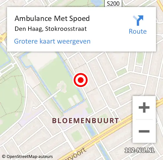 Locatie op kaart van de 112 melding: Ambulance Met Spoed Naar Den Haag, Stokroosstraat op 10 november 2022 10:12