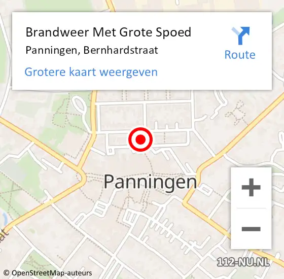 Locatie op kaart van de 112 melding: Brandweer Met Grote Spoed Naar Panningen, Bernhardstraat op 10 november 2022 10:26