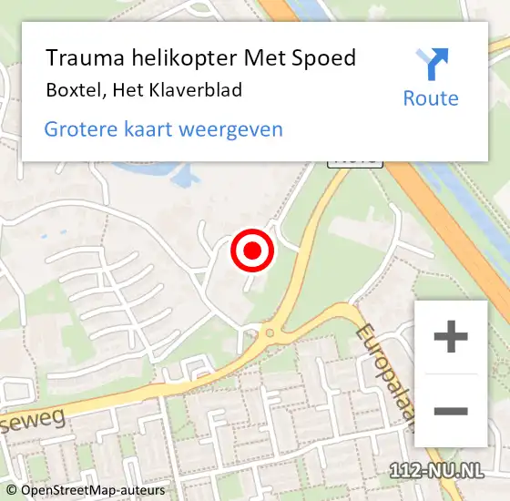 Locatie op kaart van de 112 melding: Trauma helikopter Met Spoed Naar Boxtel, Het Klaverblad op 10 november 2022 10:29