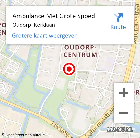 Locatie op kaart van de 112 melding: Ambulance Met Grote Spoed Naar Oudorp, Kerklaan op 10 november 2022 10:46