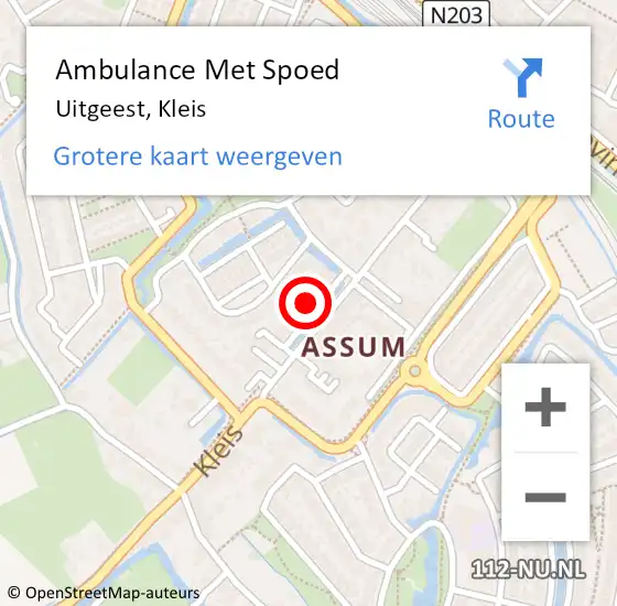 Locatie op kaart van de 112 melding: Ambulance Met Spoed Naar Uitgeest, Kleis op 10 november 2022 10:48