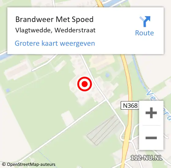 Locatie op kaart van de 112 melding: Brandweer Met Spoed Naar Vlagtwedde, Wedderstraat op 10 november 2022 10:50